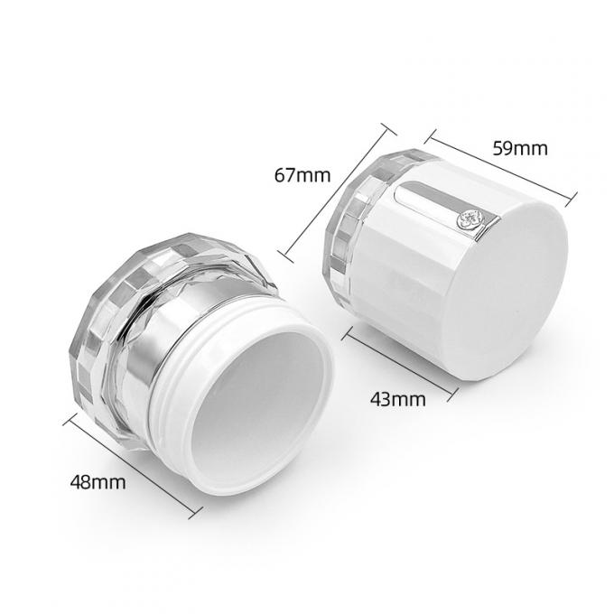 Transparent 50g Cosmetic Cream Jar With Diamond Logo Custom Acrylic Packaging Jar 3